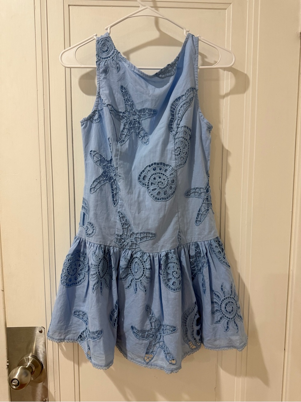 Caroline Constas Light Blue Sleeveless Eyelet Shell Dress